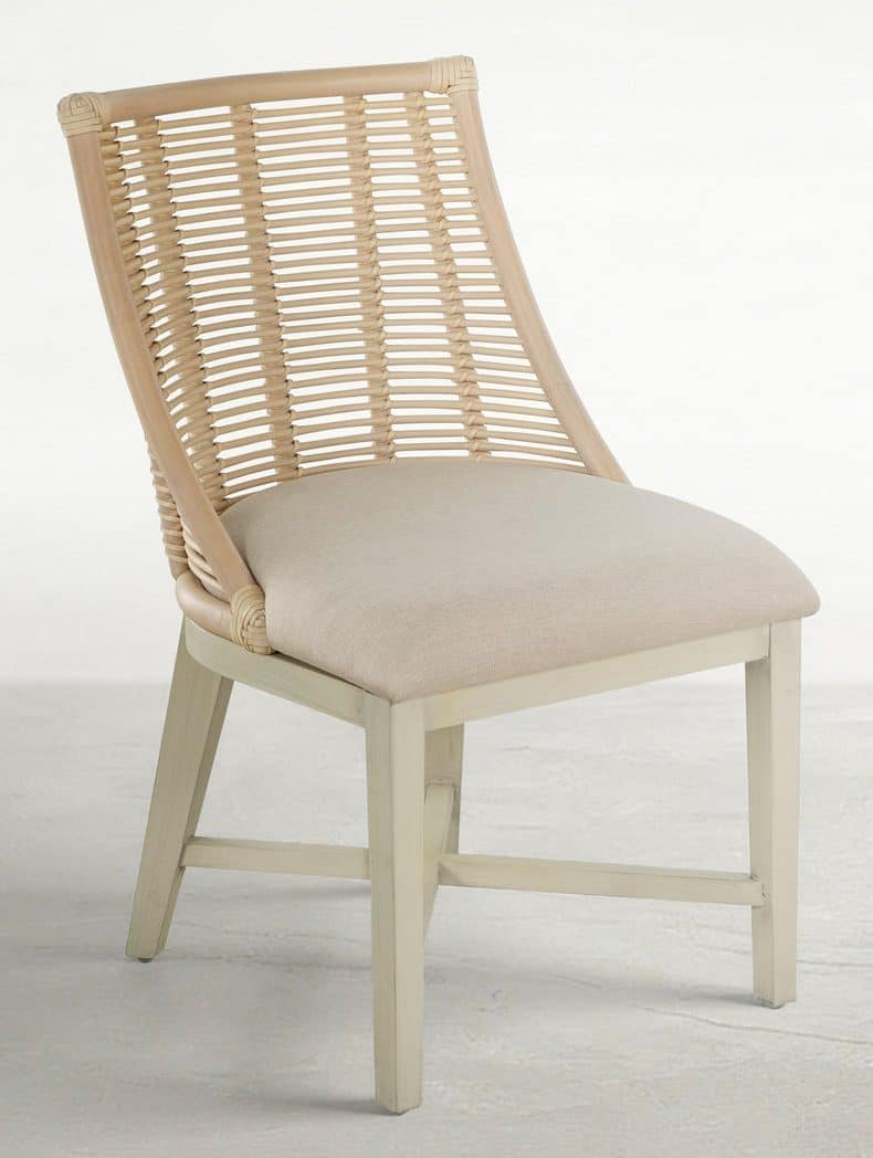 Gabby Home SCH-166350 Hamlet Natural Rattan Leather Dining Chair - White Vienna Custard Sesame Gabby Home SCH-166350 Hamlet Natural Rattan Leather Dining Chair - White Vienna Custard Sesame