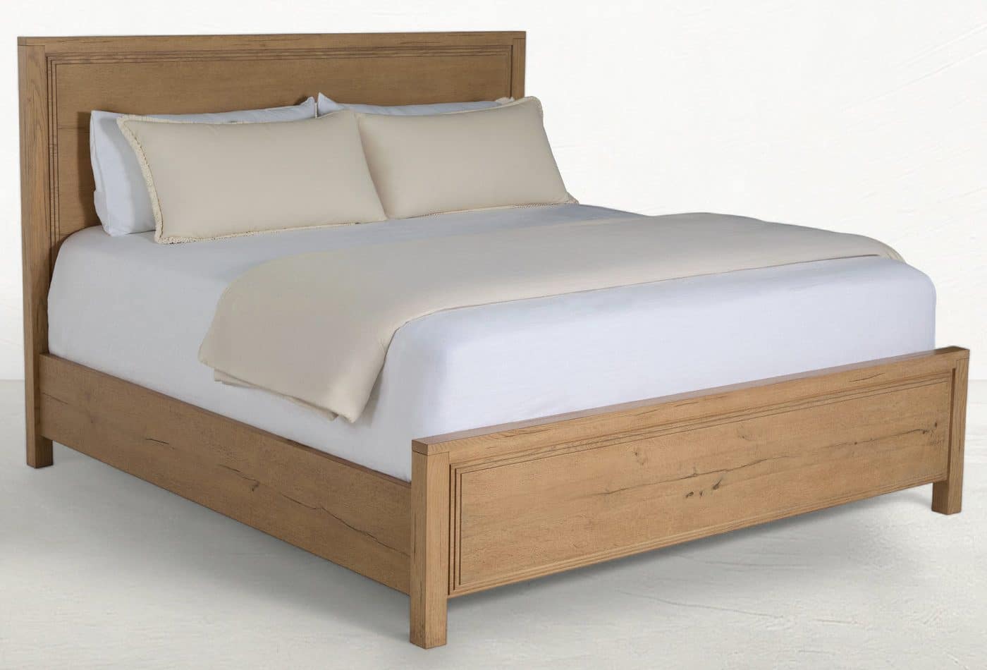 Gabby Home SCH-176080 Wren Oak Wood Bed – Queen, Dawn