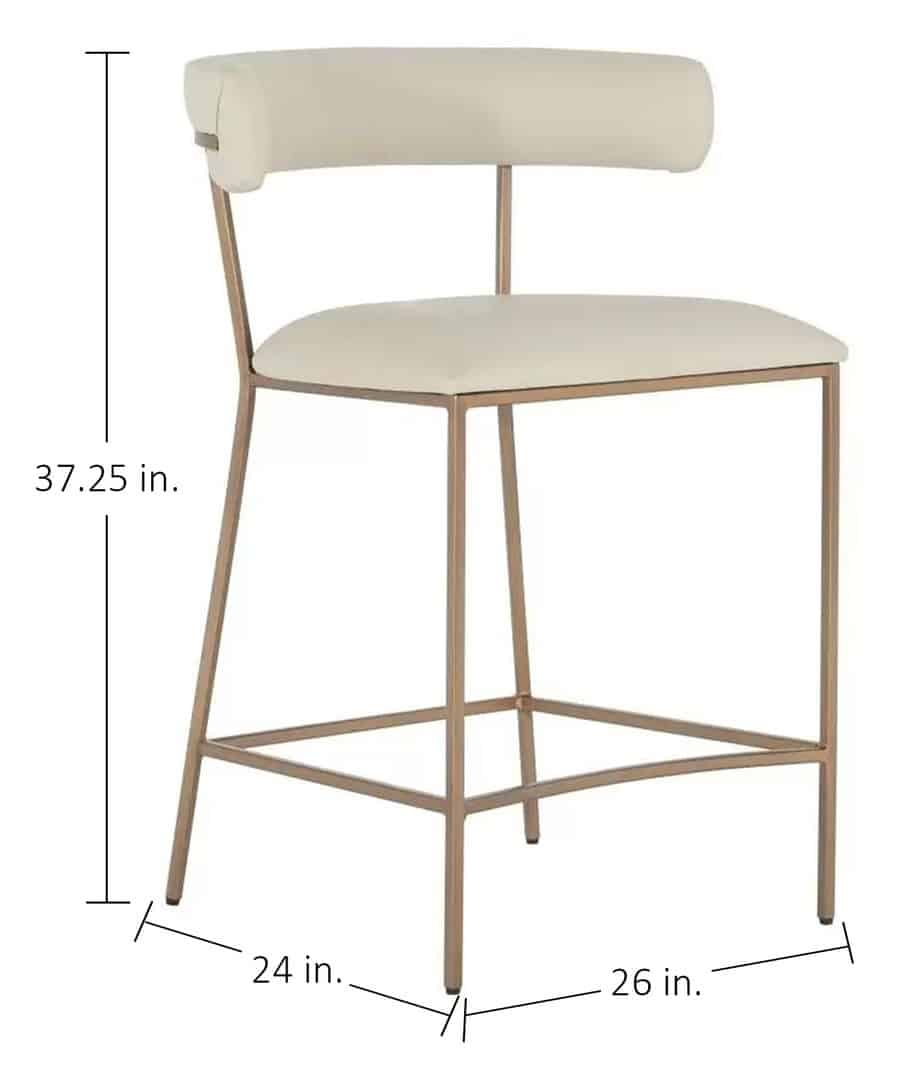 Gabby Home SCH-175540 Matlock Metal Faux Leather Counter Stool - White Brass Gabby Home SCH-175540 Matlock Metal Faux Leather Counter Stool - White Brass