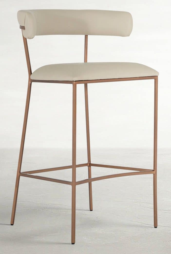 Gabby Home SCH-175539 Matlock Metal Faux Leather Bar Stool - White Brass Gabby Home SCH-175539 Matlock Metal Faux Leather Bar Stool - White Brass