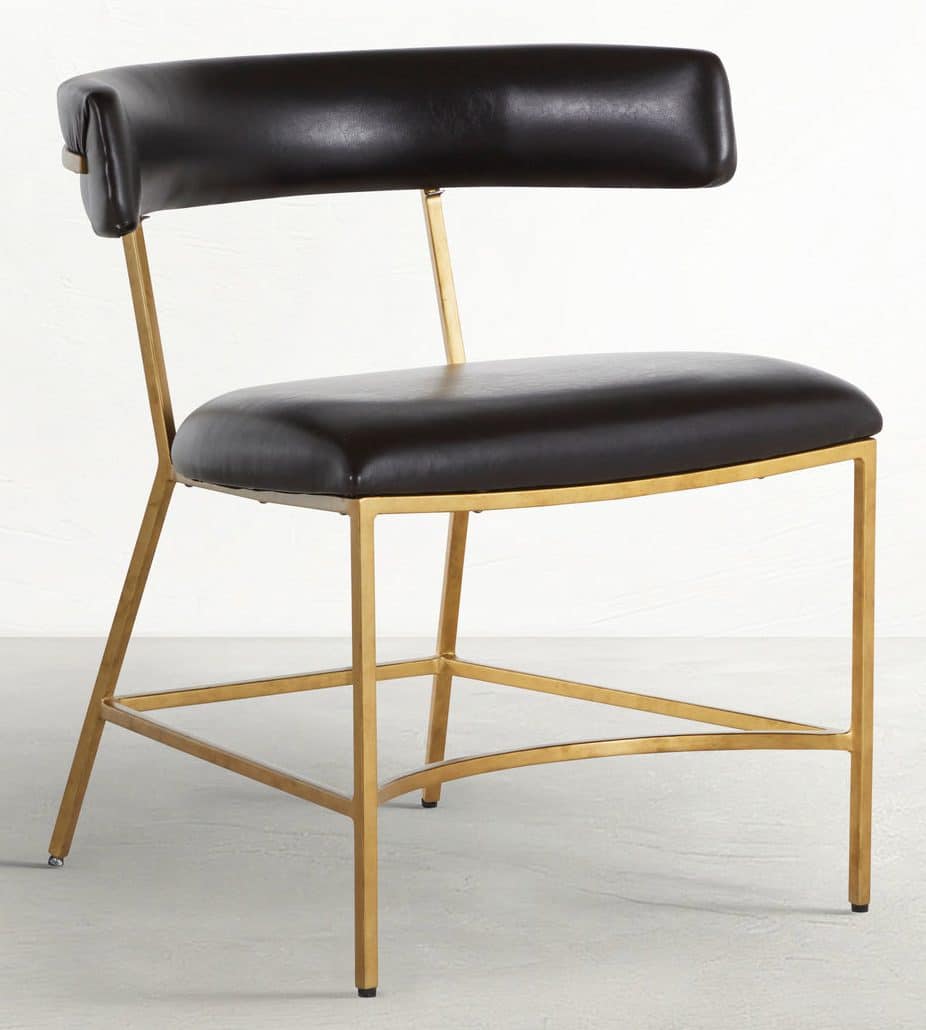 Gabby Home SCH-167075 Matthew Faux Leather Metal Dining Chair – Dark Brown Antique Gold