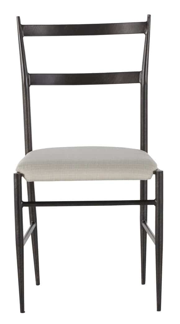 Gabby Home SCH-240510 Ward Faux Leather Iron Tapered Legs Dining Chair – Brushed Black White