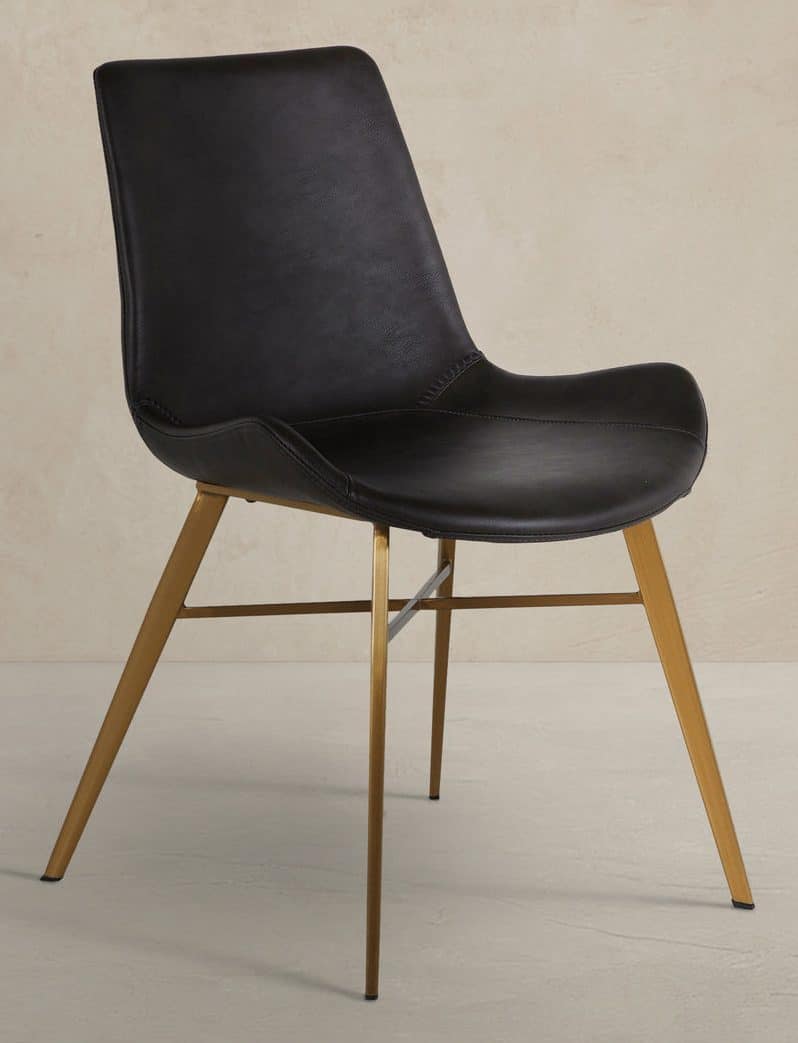 Gabby Home SCH-192350 Hines Faux Leather Stainless Steel Dining Chair - Charcoal Brown Gold Gabby Home SCH-192350 Hines Faux Leather Stainless Steel Dining Chair - Charcoal Brown Gold