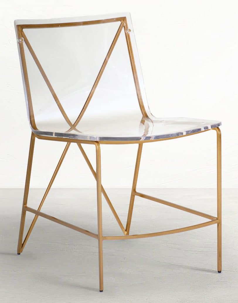 Gabby Home SCH-155390 Johnson Iron Acrylic Dining Chair - Antique Gold Gabby Home SCH-155390 Johnson Iron Acrylic Dining Chair - Antique Gold