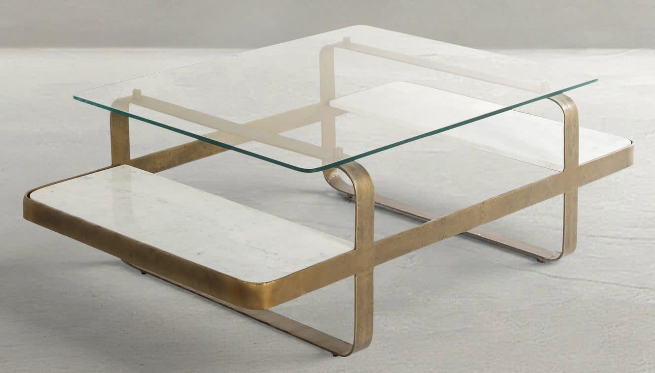 Gabby Home SCH-170365 Winnipeg Iron Rectangle Frame Coffee Table