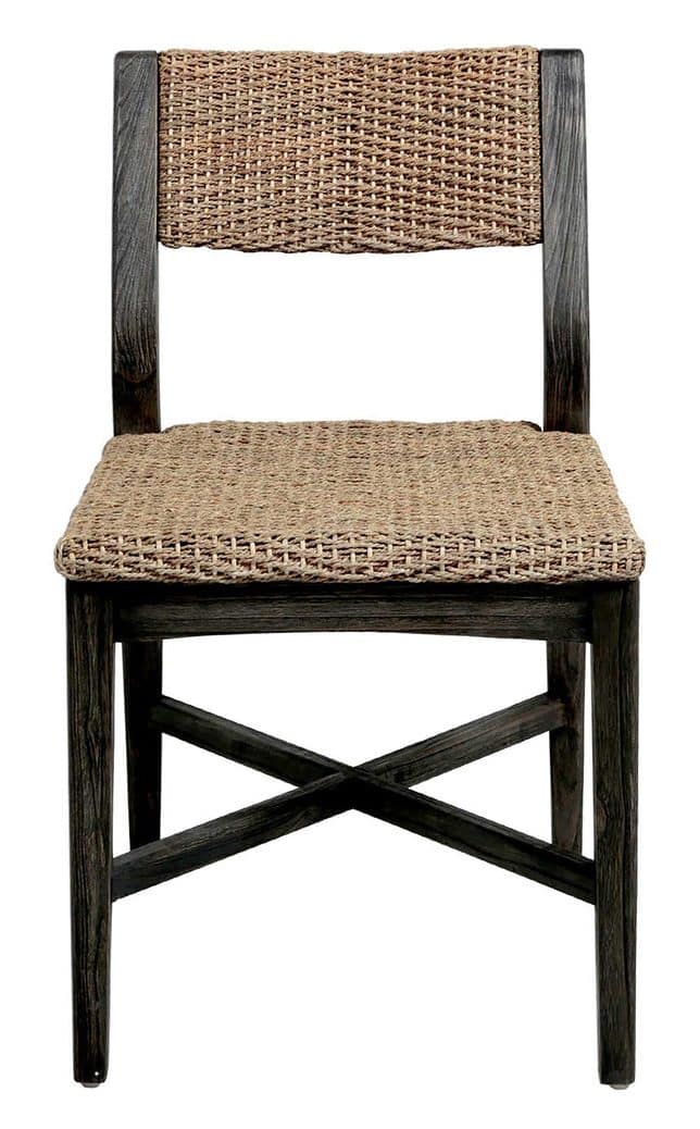 Gabby Home SCH-163210 Richard Rubber Wood Seagrass Mod Curved Side Chair – Dark Brown