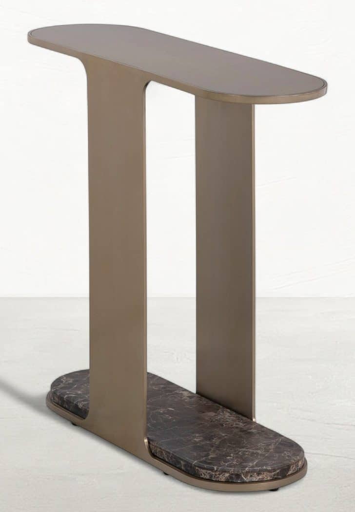 Gabby Home SCH-175943 Cascade Metal Oval Side Table - Dark Emperador