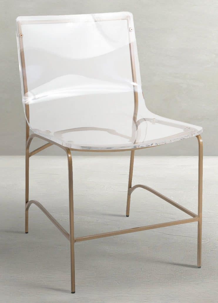 Gabby Home SCH-153000 Penelope Acrylic Iron Armless Dining Chair – Antique Gold Clear