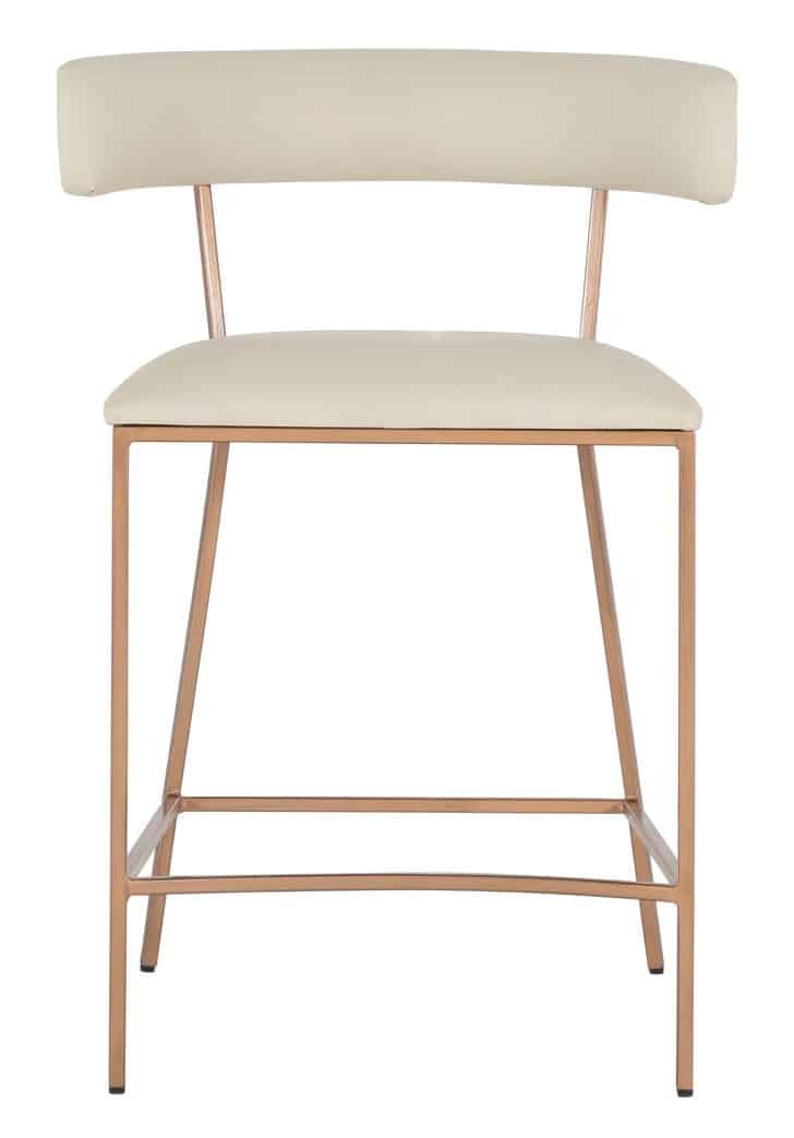 Gabby Home SCH-175540 Matlock Metal Faux Leather Counter Stool - White Brass Gabby Home SCH-175540 Matlock Metal Faux Leather Counter Stool - White Brass