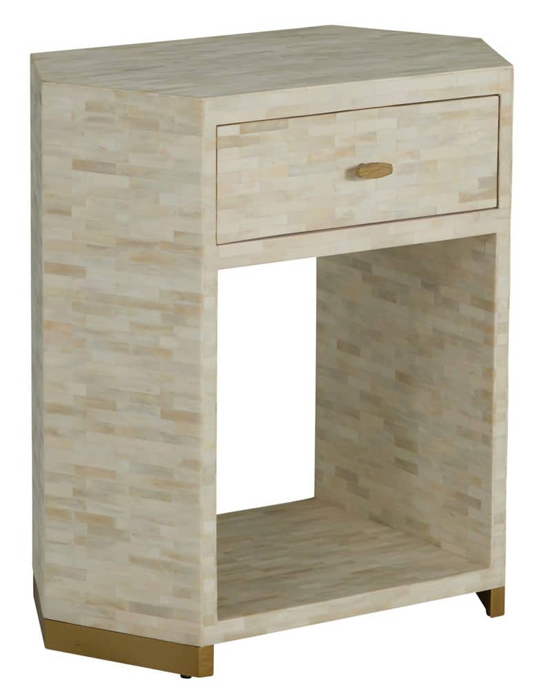 Gabby Home SCH-176033 Windsor Bone Inlay Nightstand – 1 Drawers, Natural Bone