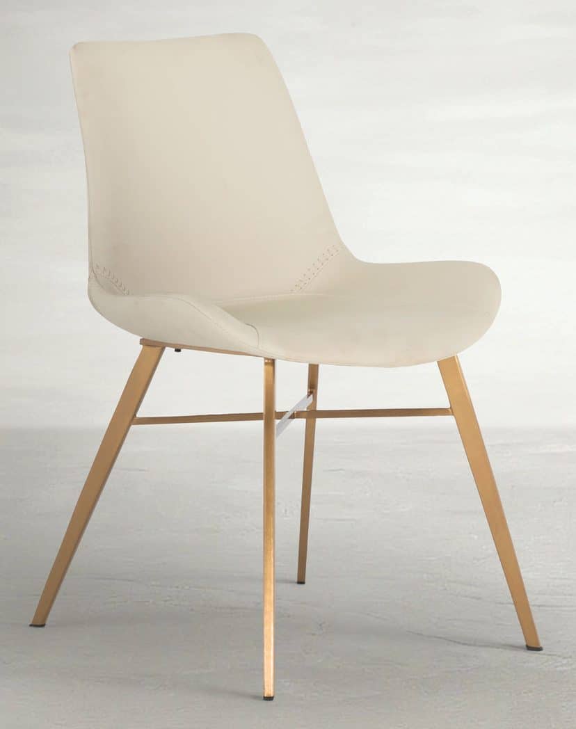 Gabby Home SCH-175623 Hines Faux Leather Stainless Steel Dining Chair - White Gold