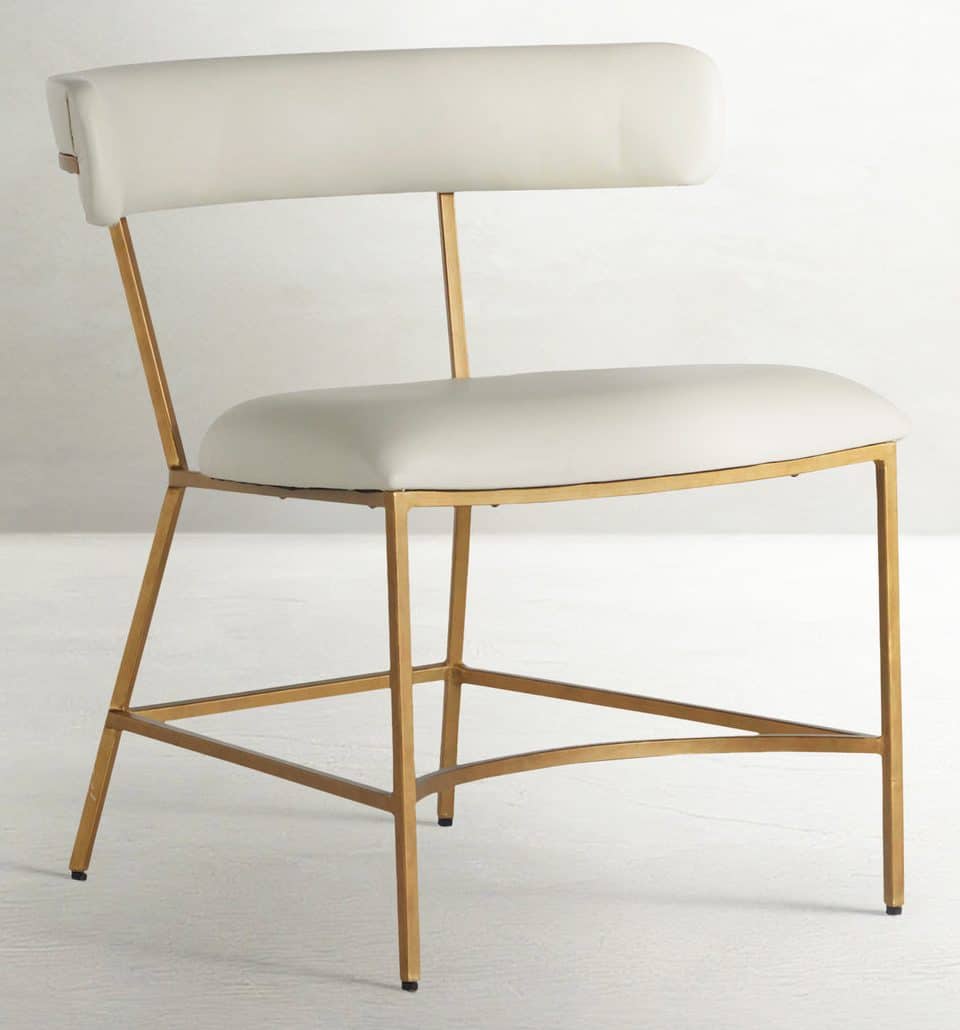 Gabby Home SCH-167085 Matlock Metal Faux Leather Dining Chair - White Antique Gold Gabby Home SCH-167085 Matlock Metal Faux Leather Dining Chair - White Antique Gold