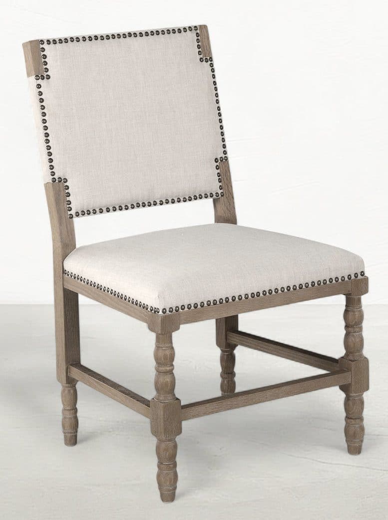 Gabby Home SCH-592-S300-F03 Tyson Sunbrella Acrylic Oak Dining Chair - Burnished Linen Dove