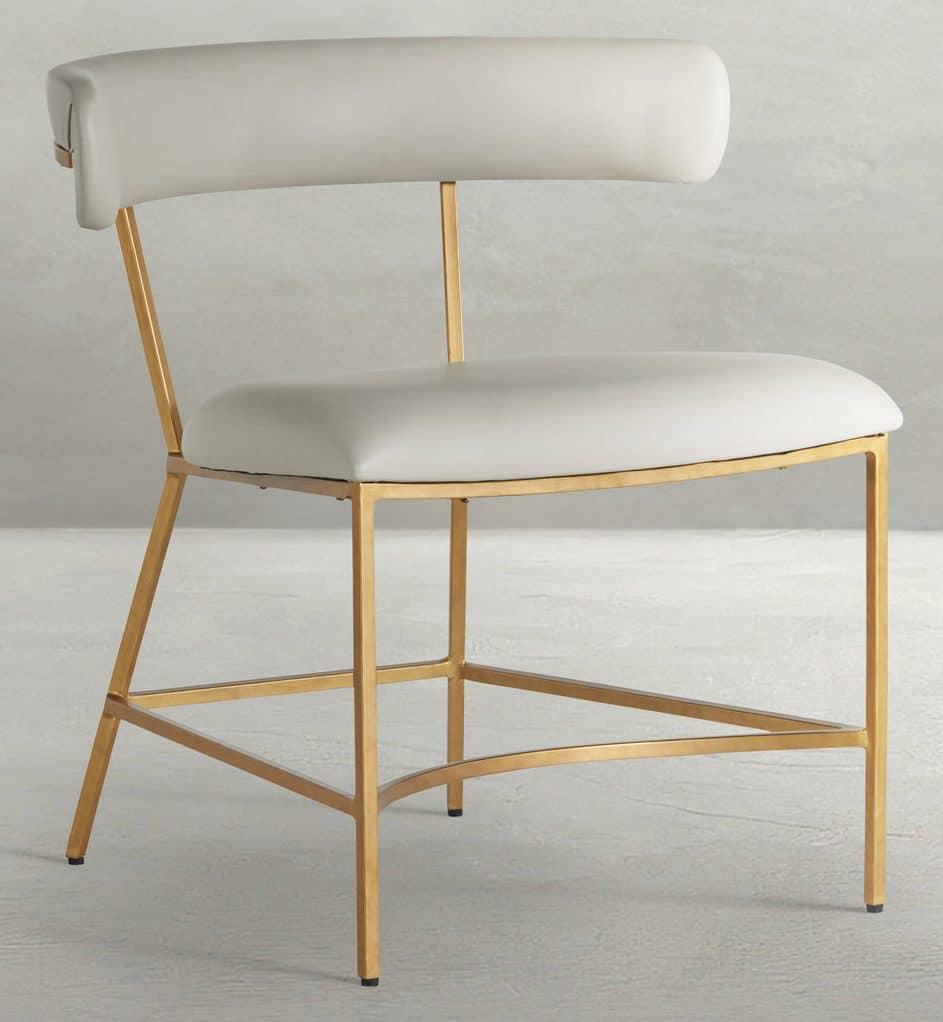 Gabby Home SCH-167080 Mason Faux Leather Metal Dining Chair – Gray Antique Gold