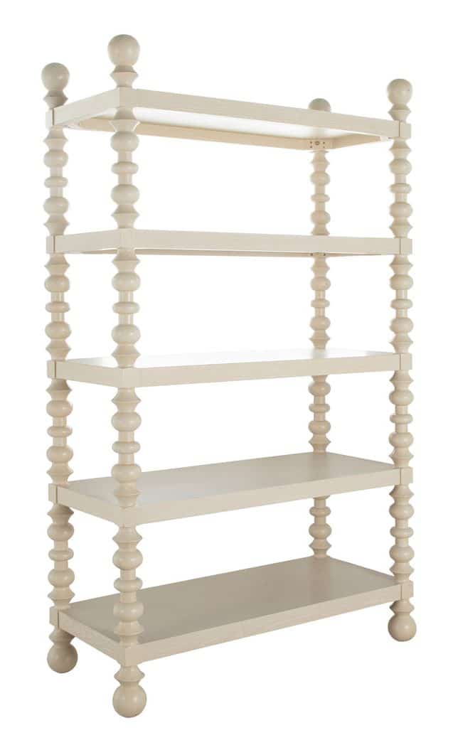 Gabby Home SCH-175890 Natalie Ash Wood Bookcase – 5 Shelves, Cerused White