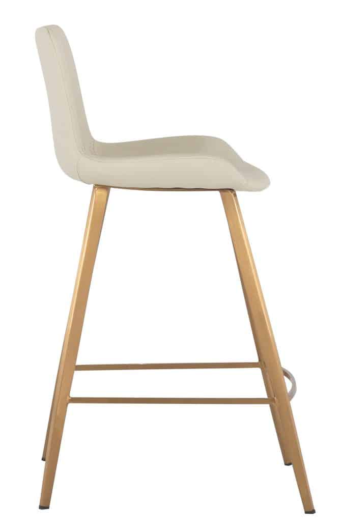 Gabby Home SCH-175622 Hines Faux Leather Stainless Steel Counter Stool - White Gold Gabby Home SCH-175622 Hines Faux Leather Stainless Steel Counter Stool - White Gold