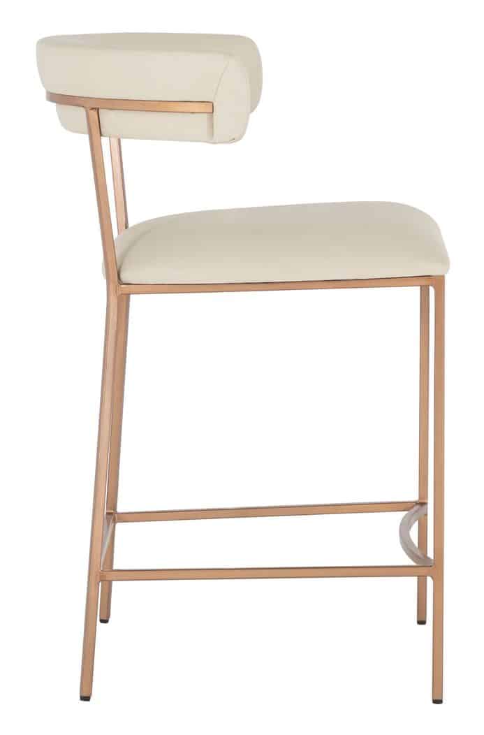 Gabby Home SCH-175540 Matlock Metal Faux Leather Counter Stool - White Brass Gabby Home SCH-175540 Matlock Metal Faux Leather Counter Stool - White Brass