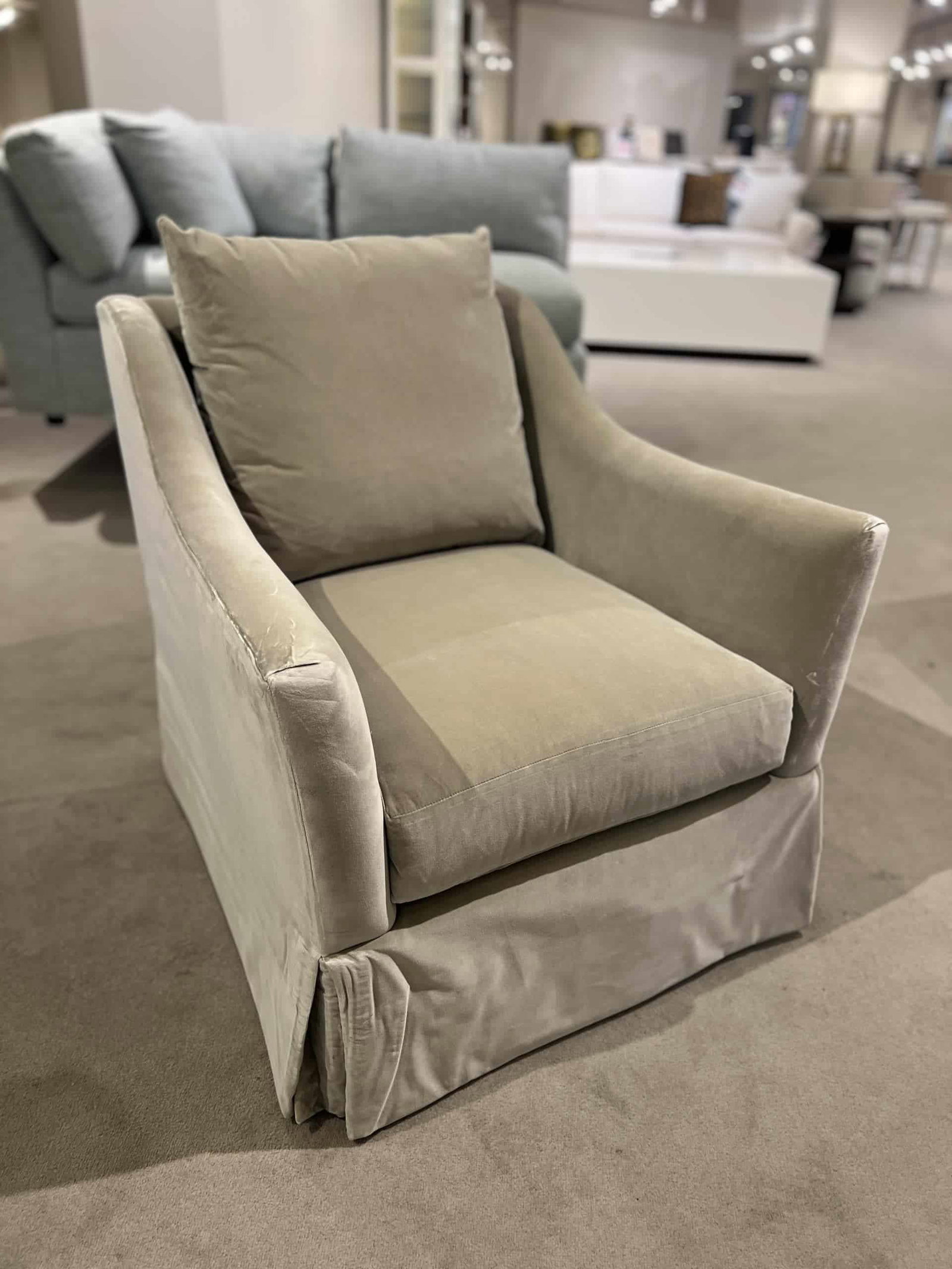 Highland House 2619SW/120 Atwood Skirted Swivel Chair at Factory Outlets by Hickory Park