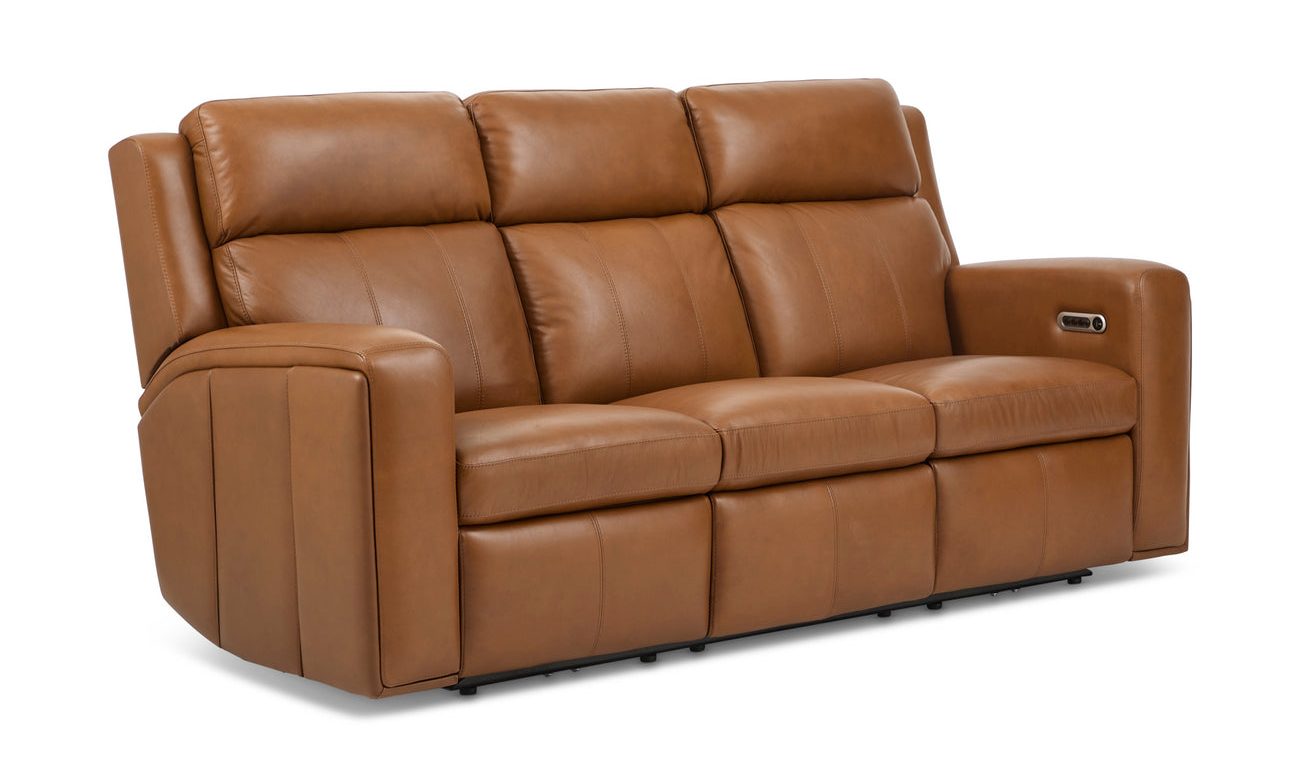 Flexsteel 1596-62PH-70572 Wyatt Leather Power Reclining Sofa with Power Headrests & Lumbar