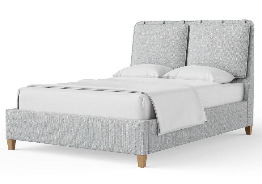 Vaughan Bassett 850-661H-166H-822H-404 Nordhaven King Upholstered Bed Blue Mist Nordic Walnut