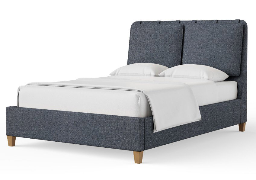 Vaughan Bassett 850-661J-166J-822J-404 Nordhaven King Upholstered Bed Navy Tweed Nordic Walnut