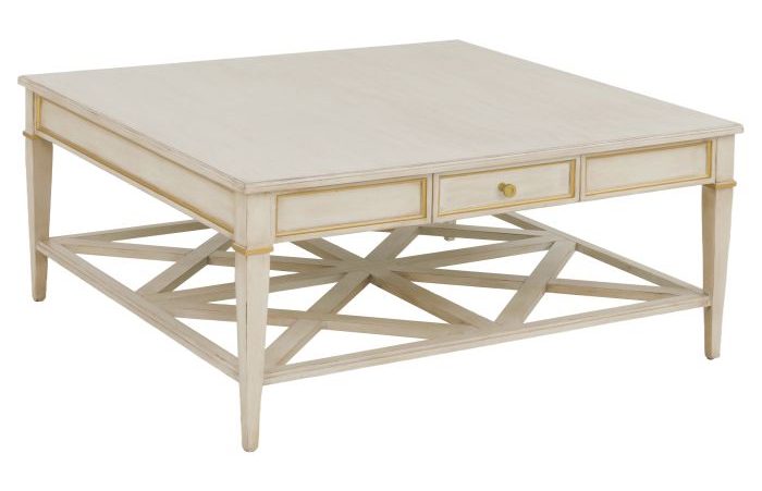 Fairfield 8010-CK-C Linea Square One Drawer Cocktail Table in Champagne Mist