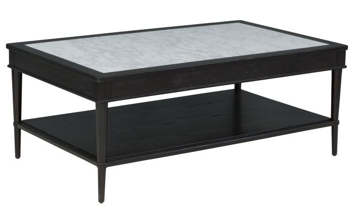 Fairfield 8164-93 Rectangle Cocktail Table with inset White Carrera Stone top