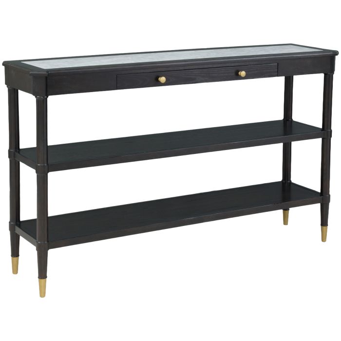 Fairfield 8164-99 One Drawer Console Table with inset White Carrera Stone top