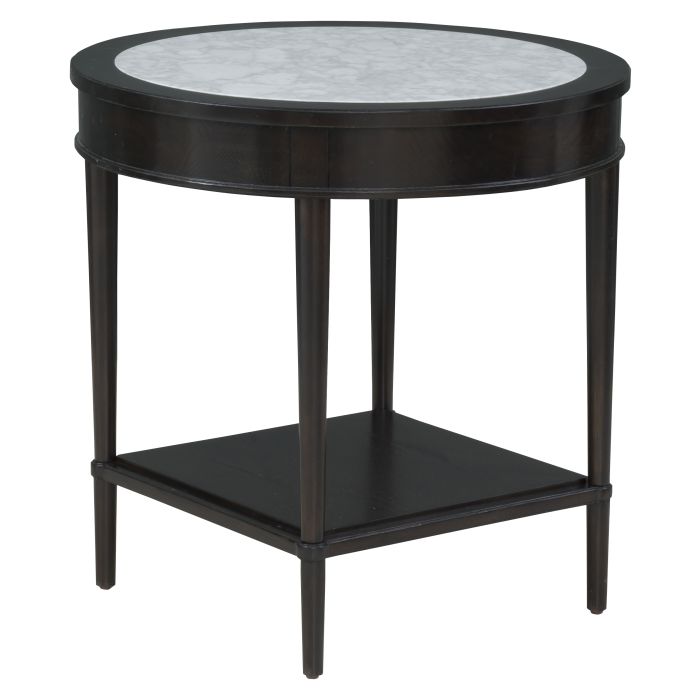 Fairfield 8164-ET Round End Table with inset White Carrera Stone top