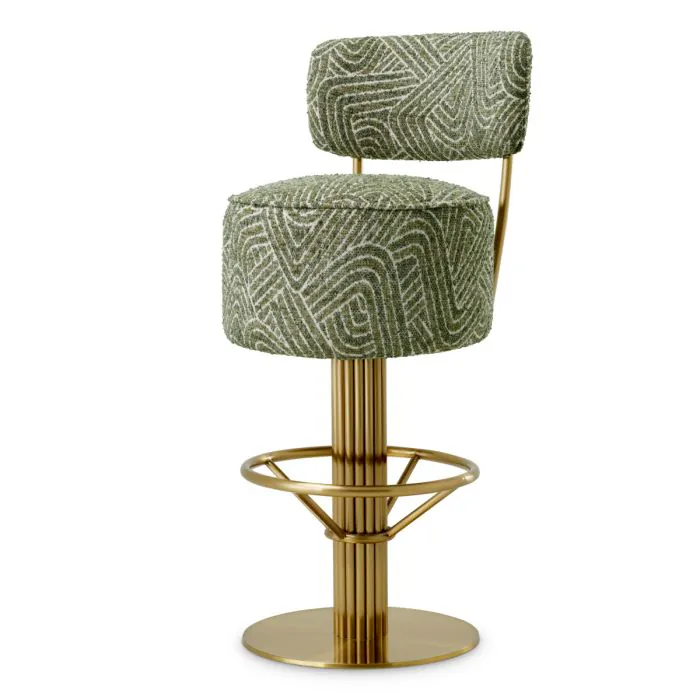 Eichholtz A120168 Bar Stool Carleton With Back in Camari Green