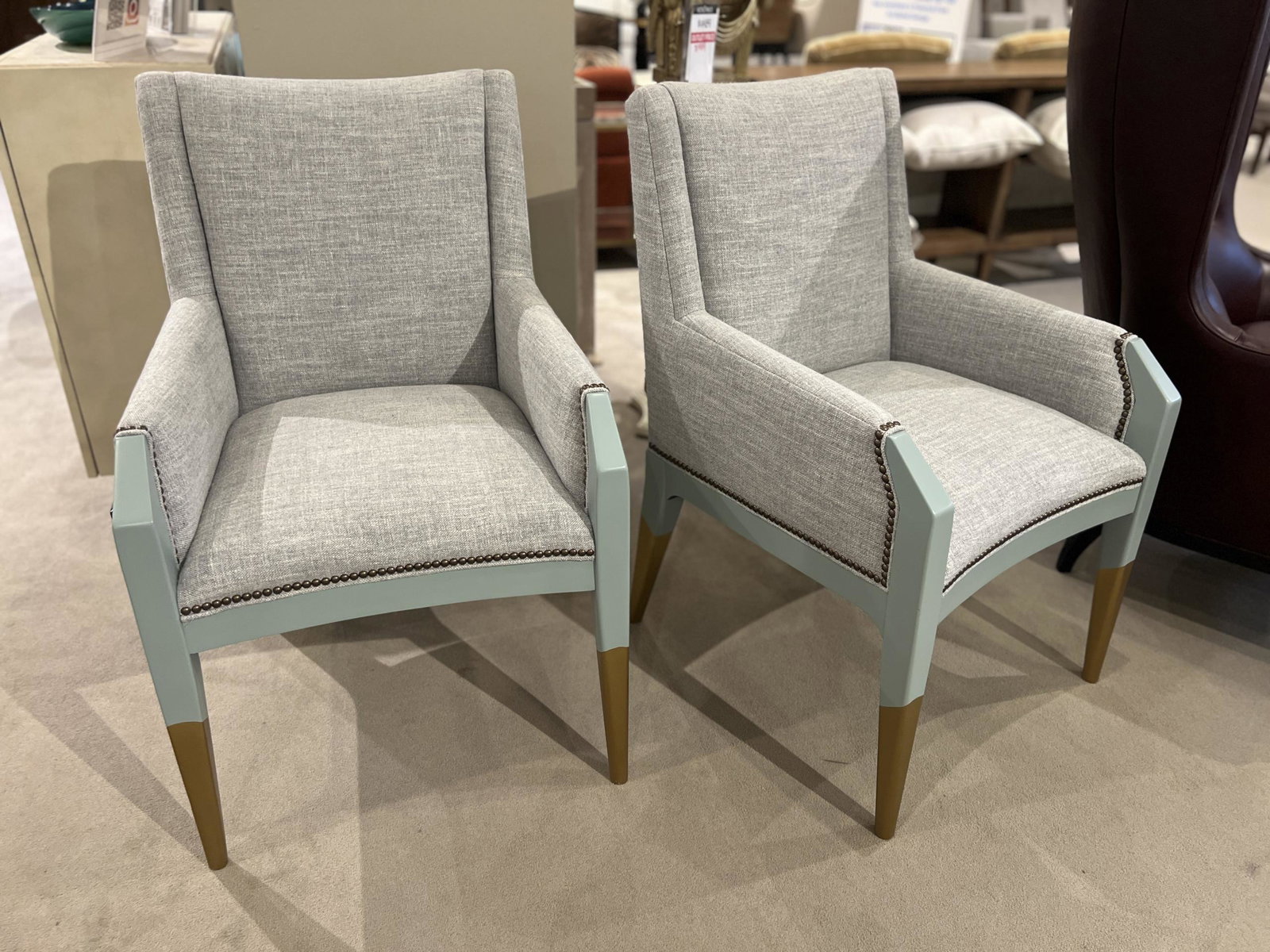 Hickory Chair HC8506-11/300 Tate Arm Chair Gold Paint Leg at Factory Outlets by Hickory Park