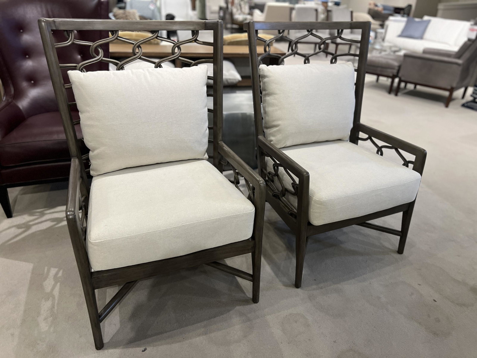 Century CT2095-MK-FL/30 Captains Chairs-Mink/Flax